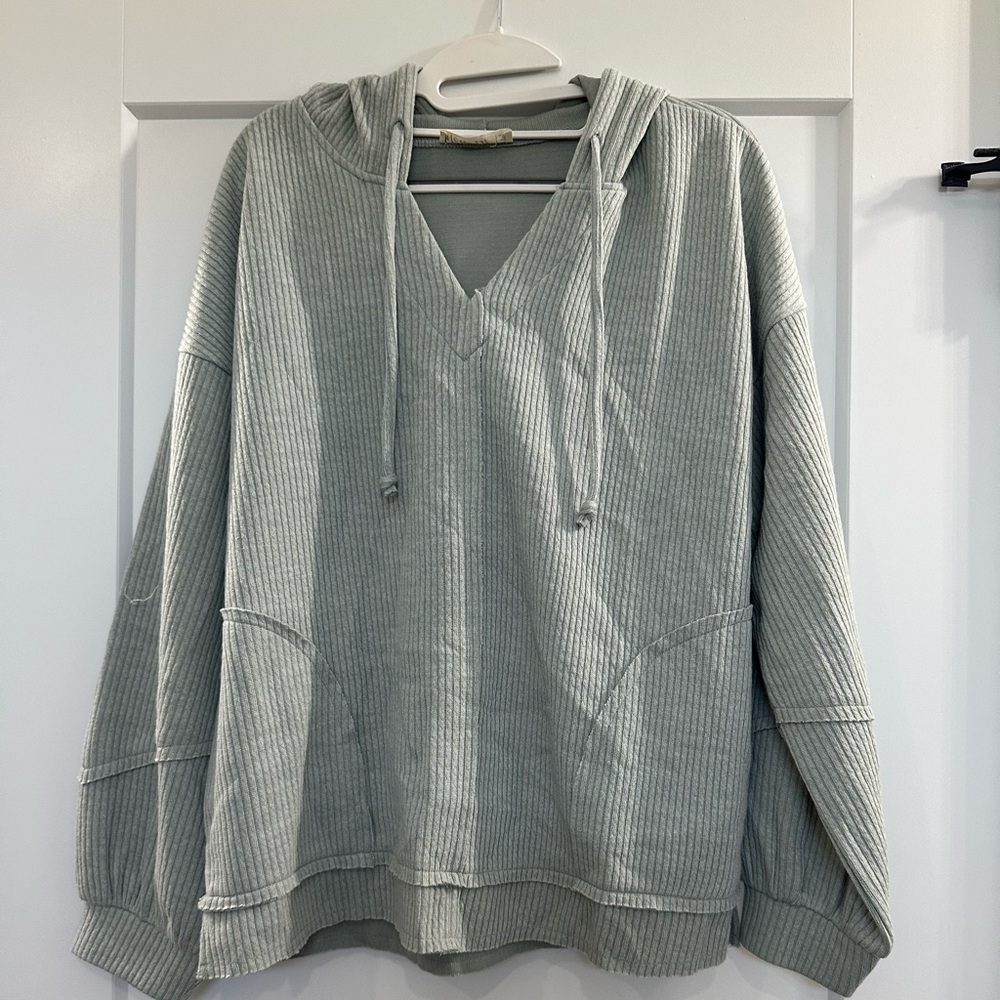 V-Neck Women's Sweater in Light Gray